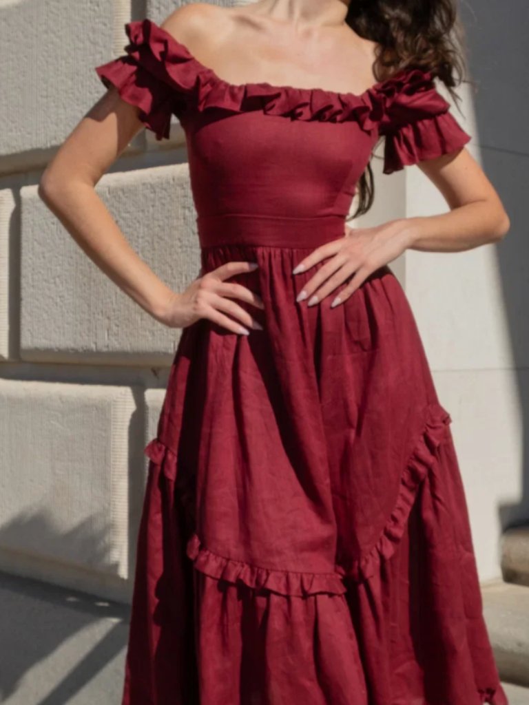 Of Her Own Kind Adeline Dress Burgundy S Never Worn — image 5 of 8
